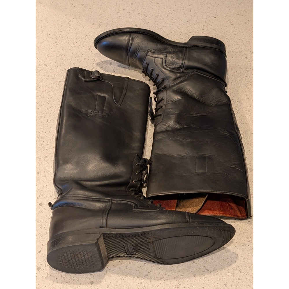 Vintage Harley Davidson Tall Black Boots Men 10.5 D Motorcycle Biker Made In USA